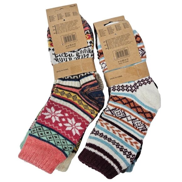 Women Thick Hiking Socks Wool Socks Warm Winter  Boot Casual Design 6-PAIRS NWT - Picture 3 of 3